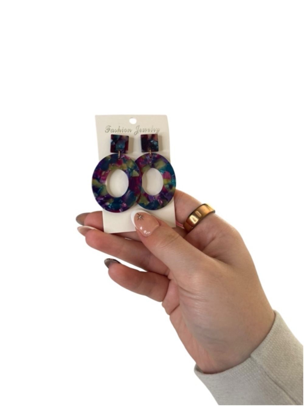 Women's Unbranded Fashion Jewelry One Size Purple Teal Hoop Earrings